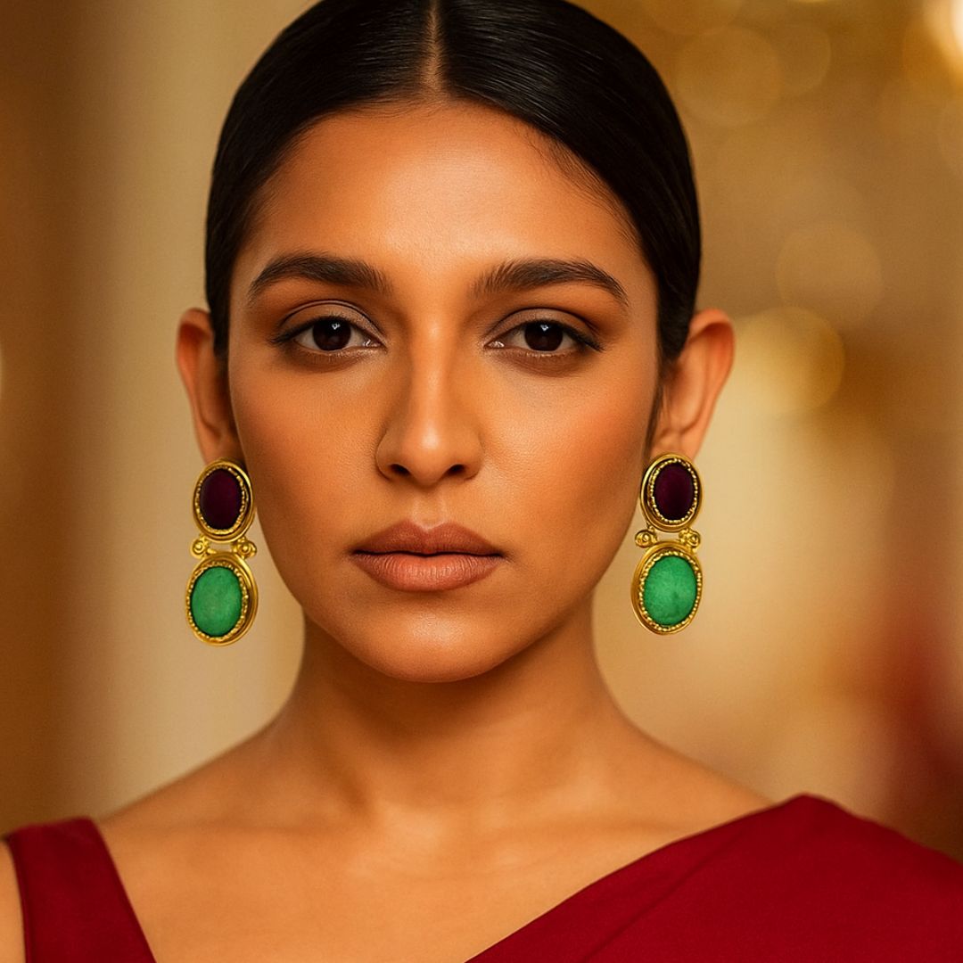 Royal Gem Duo Stone Earrings