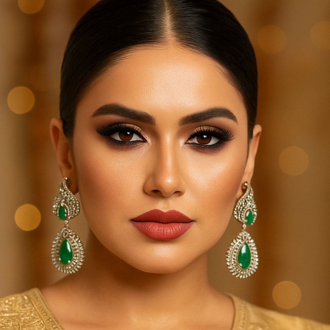 Royal Spiral Emerald Drop Earrings