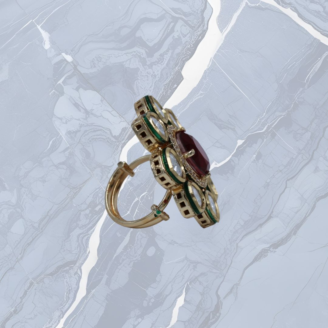 Ruby Bloom Kundan Ring