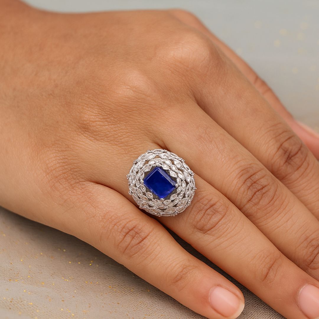 Sapphire Glow Statement Ring