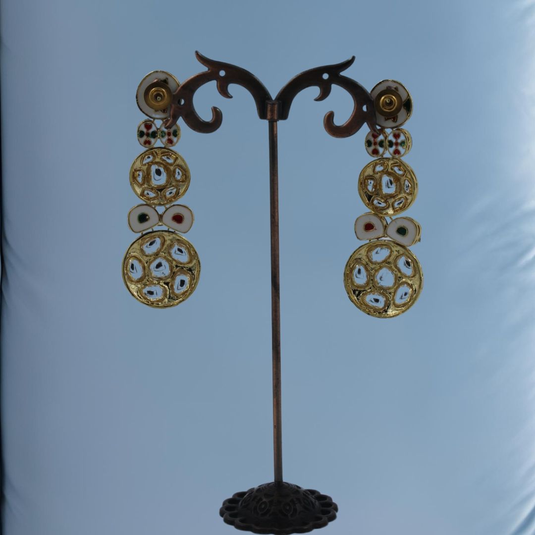 Timeless Kundan Pachi Drop Earrings