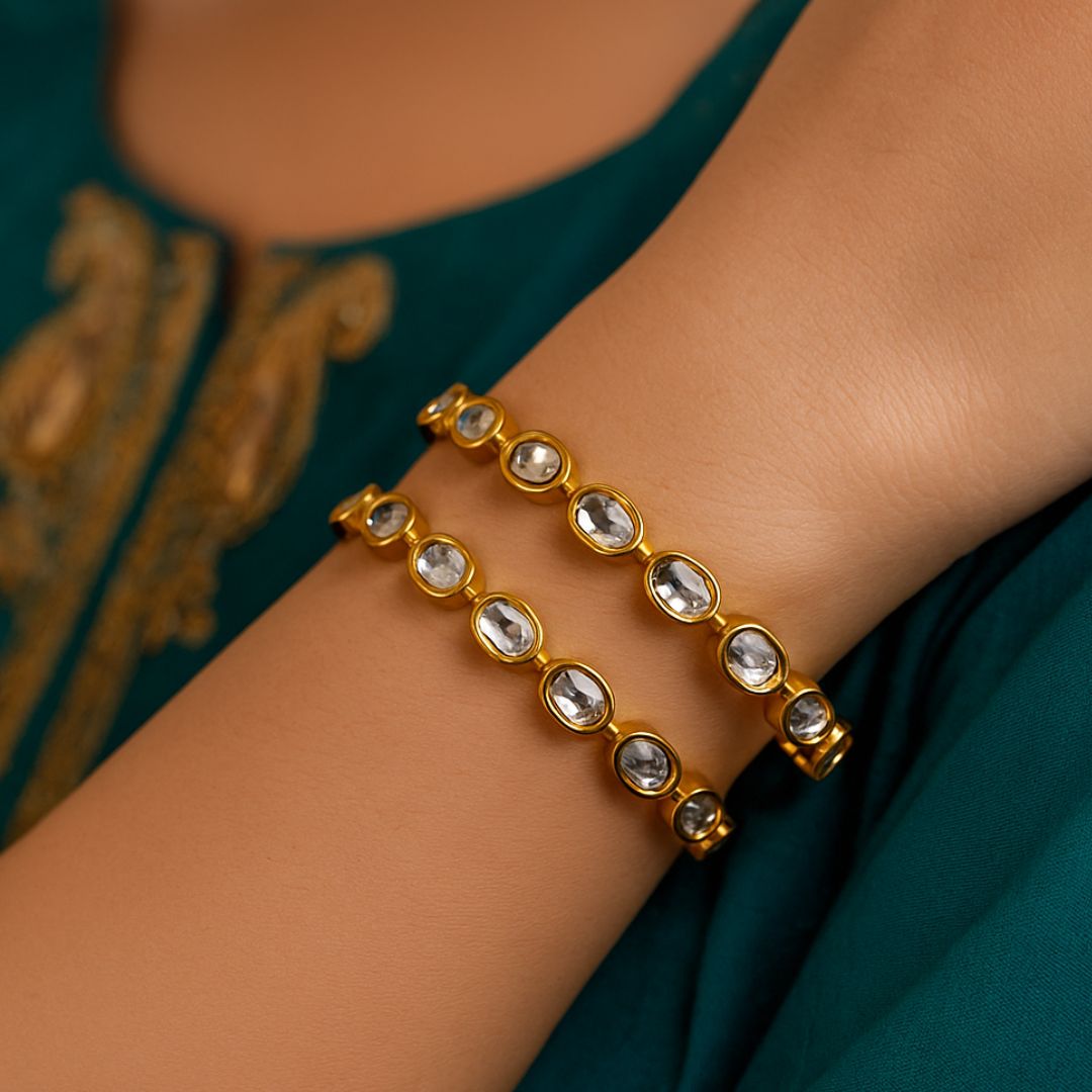 Timeless Kundan Gold-Polish Bangles