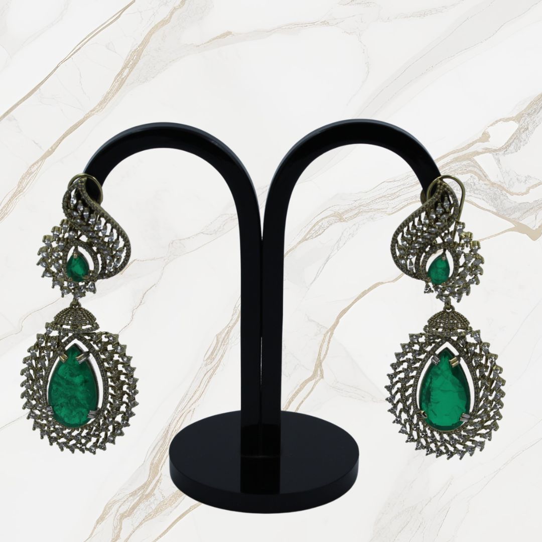Royal Spiral Emerald Drop Earrings