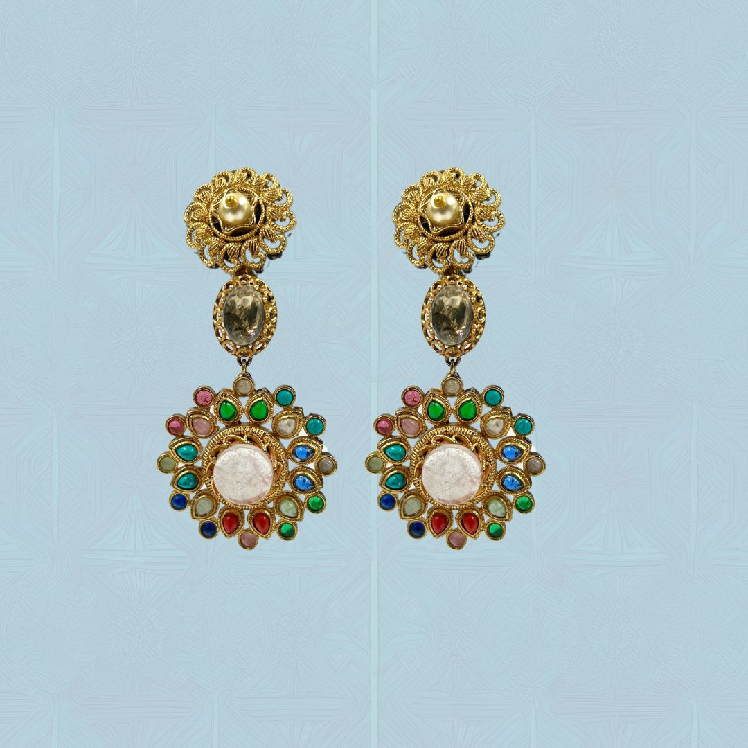 Zeenat Chakra Kundan Earrings