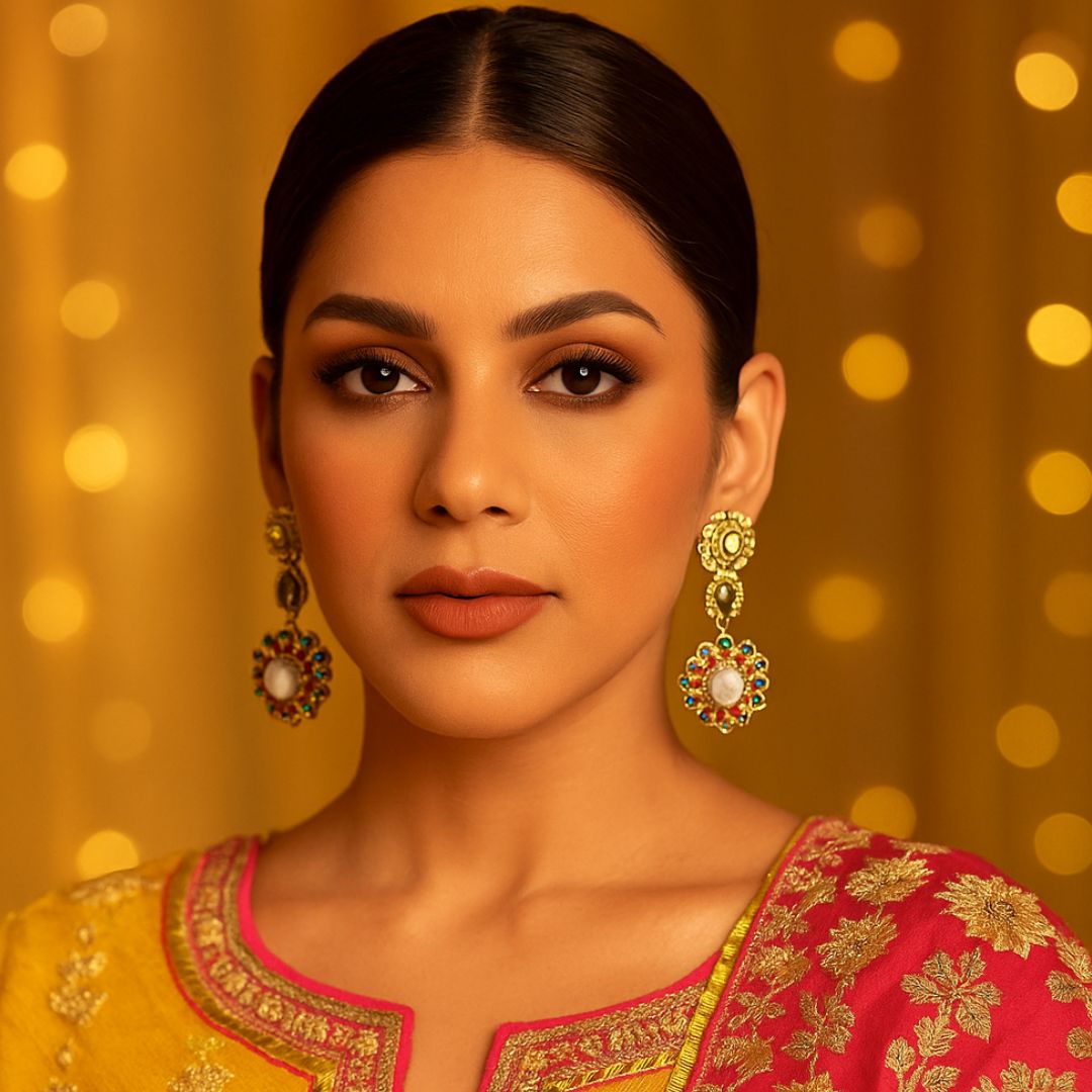 Zeenat Chakra Kundan Earrings