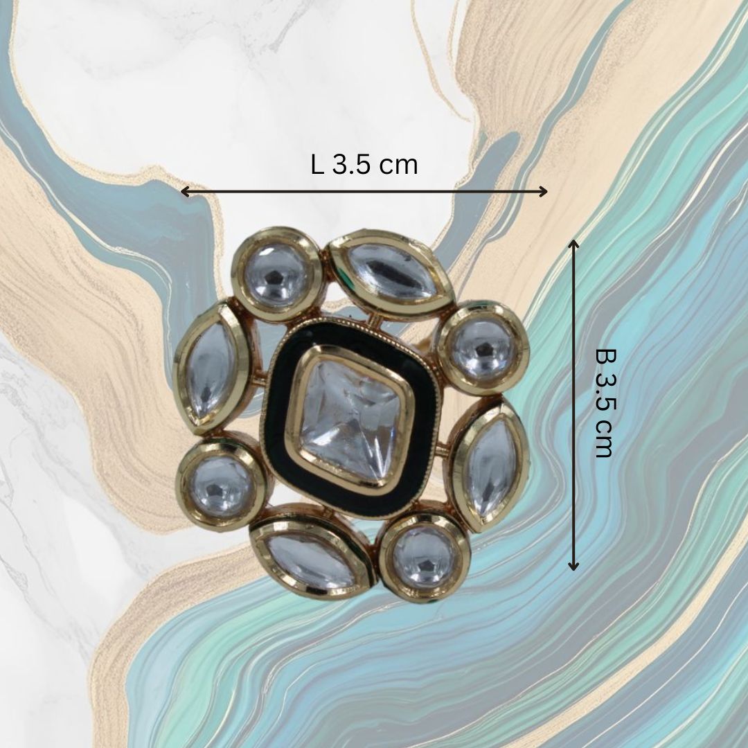 Zehra Noir Kundan Bloom Ring