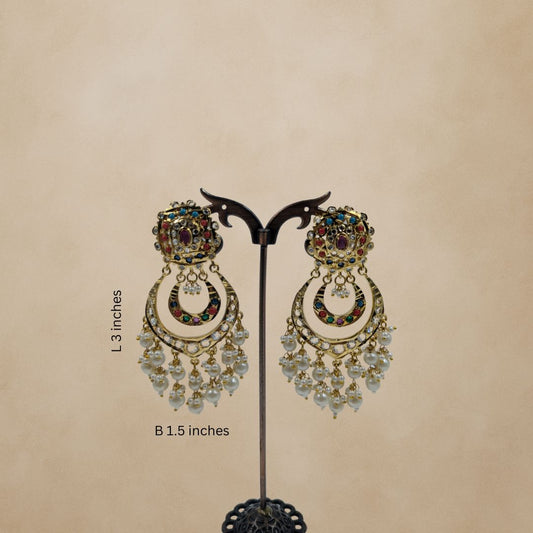 Aabhira Pearl Drop Jadau Earrings