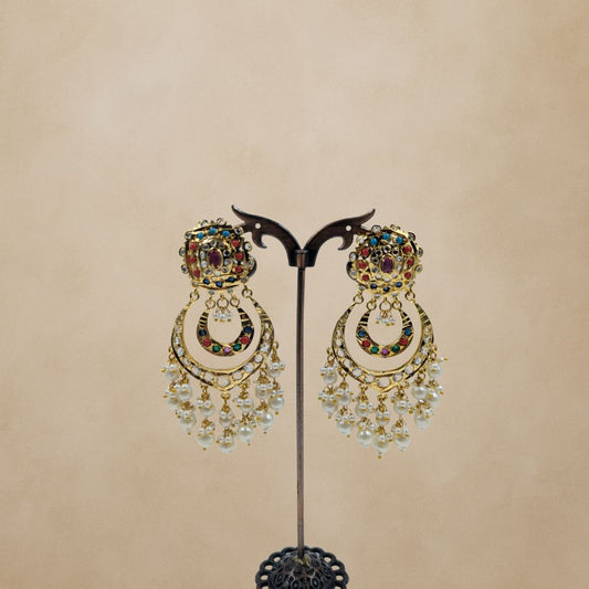 Aabhira Pearl Drop Jadau Earrings