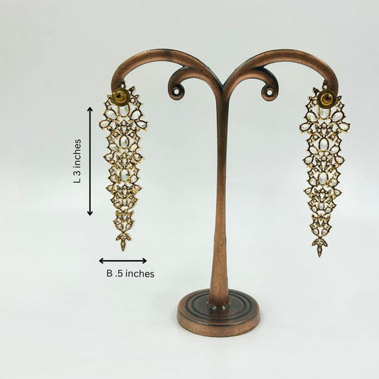 Antique Aura Long Filigree American Diamond Earrings