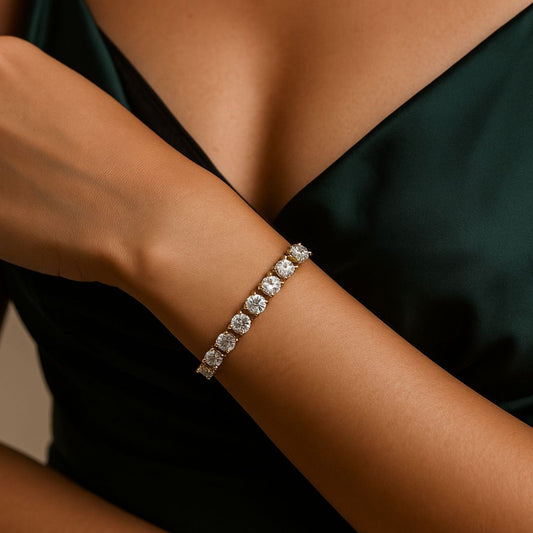 Aurora Gleam Gold-Tone American Diamond Bracelet