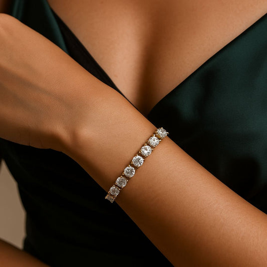Aurora Gleam Gold-Tone American Diamond Bracelet