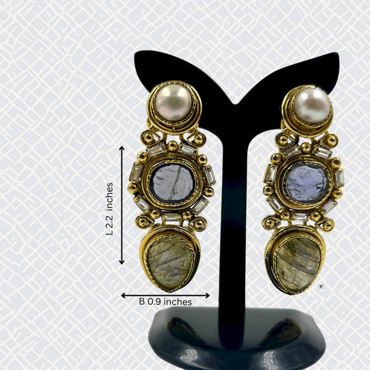 Celestial Grace Trio-Stone Earrings