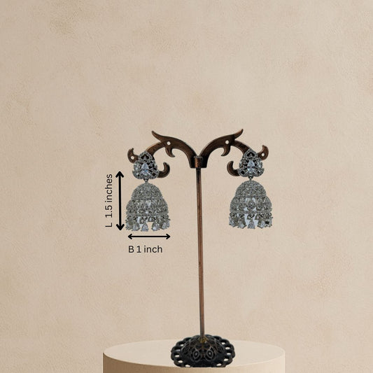 Crystal Cascade American Diamond Jhumka Earrings