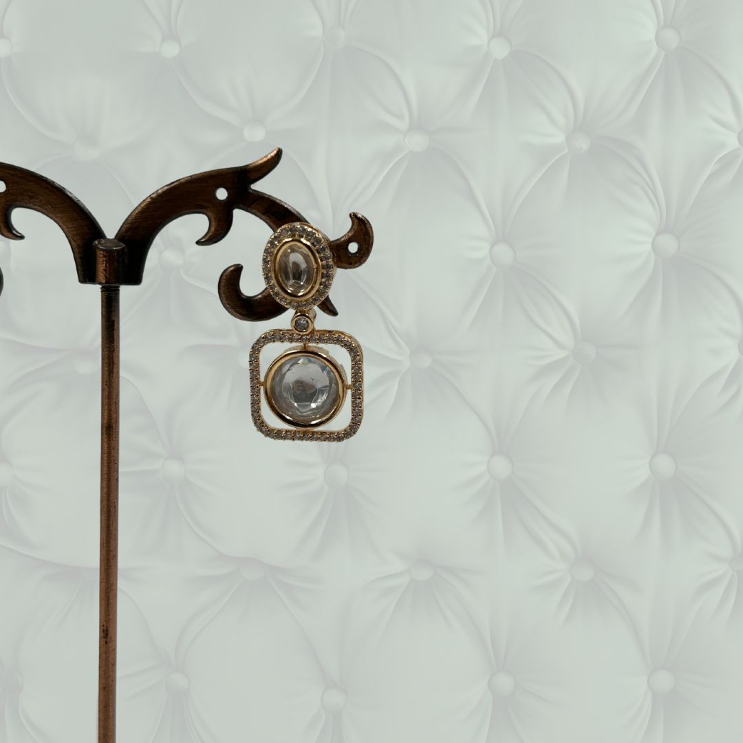 Crystal Square Kundan Earrings