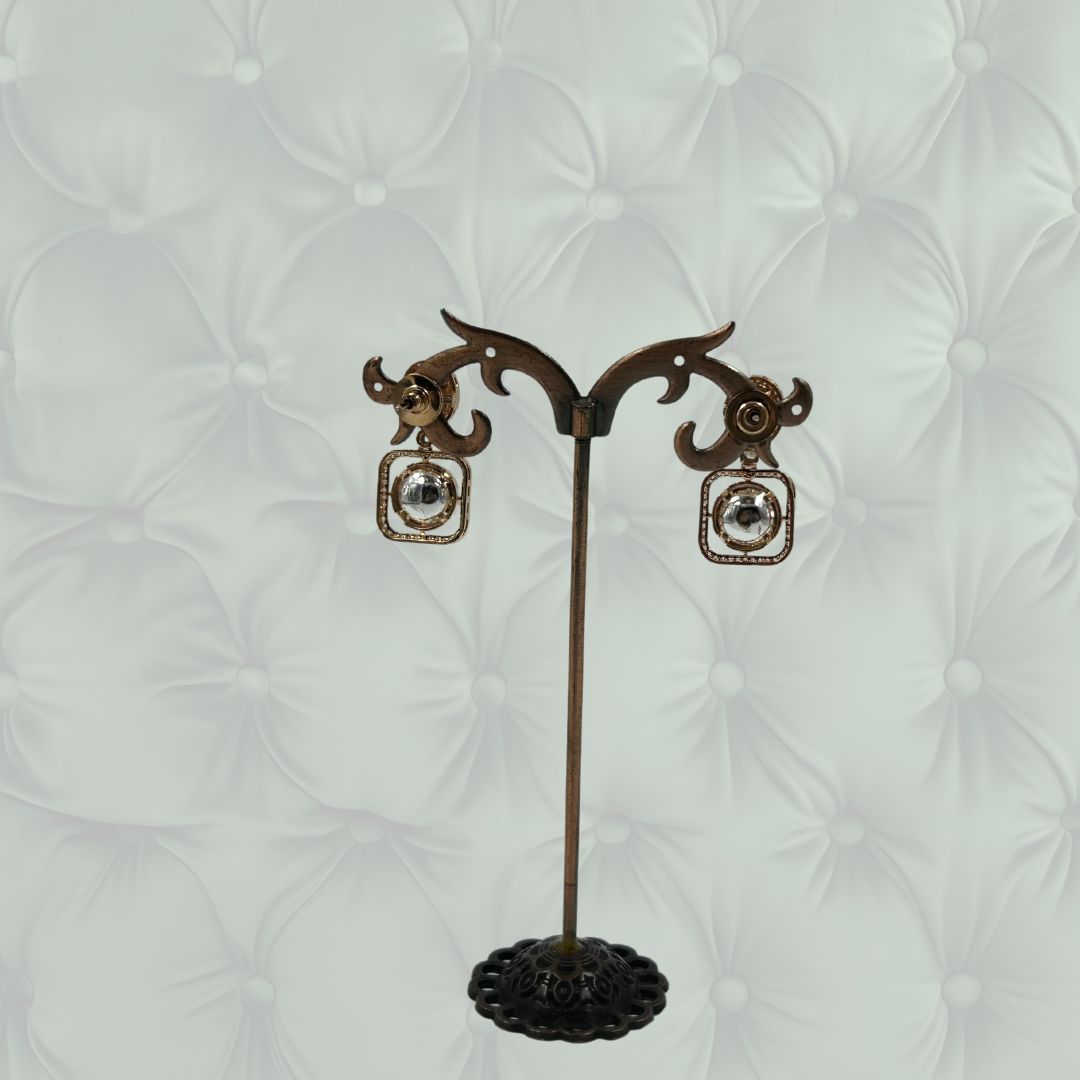 Crystal Square Kundan Earrings