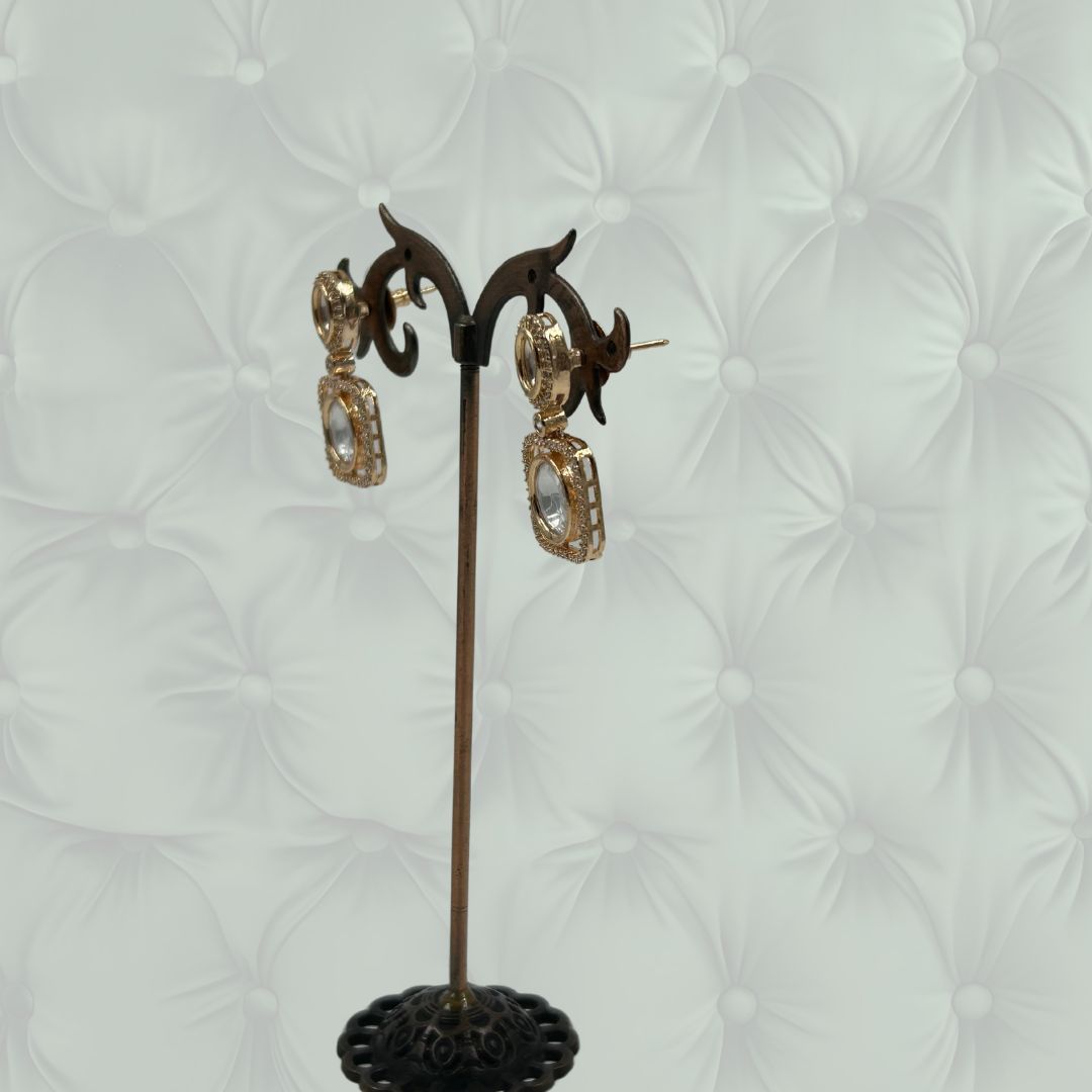 Crystal Square Kundan Earrings