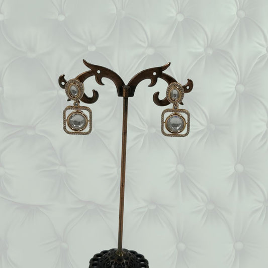 Crystal Square Kundan Earrings