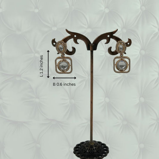 Crystal Square Kundan Earrings