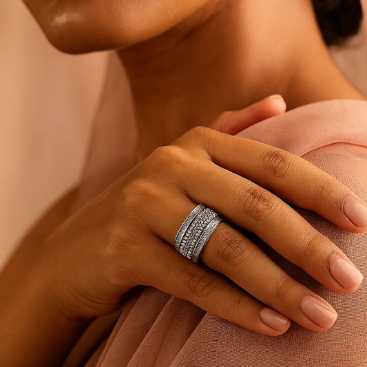 Crystal Crest Adjustable American Diamond Ring
