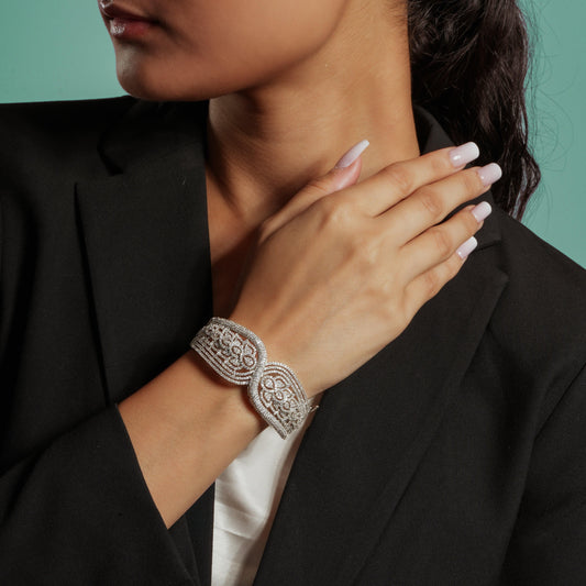 Graceful American Diamond Wave Bracelet
