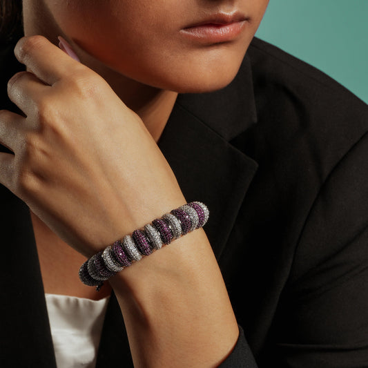 Elegant Dual-Tone American Diamond Bracelet