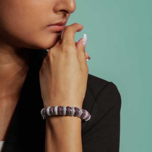 Elegant Dual-Tone American Diamond Bracelet