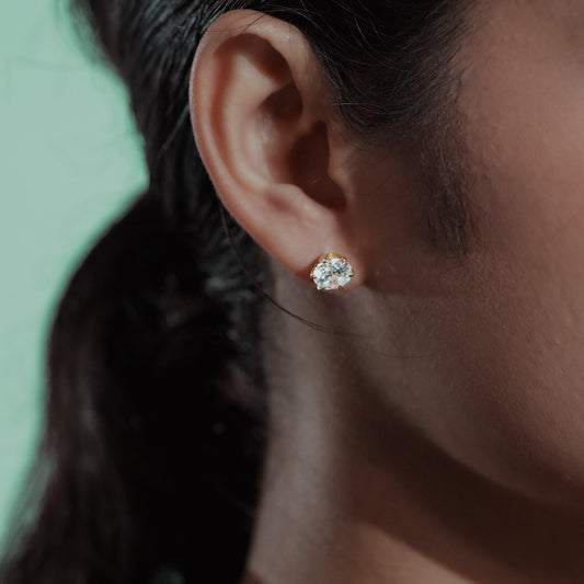 Classic Silver American Diamond Stud Earrings
