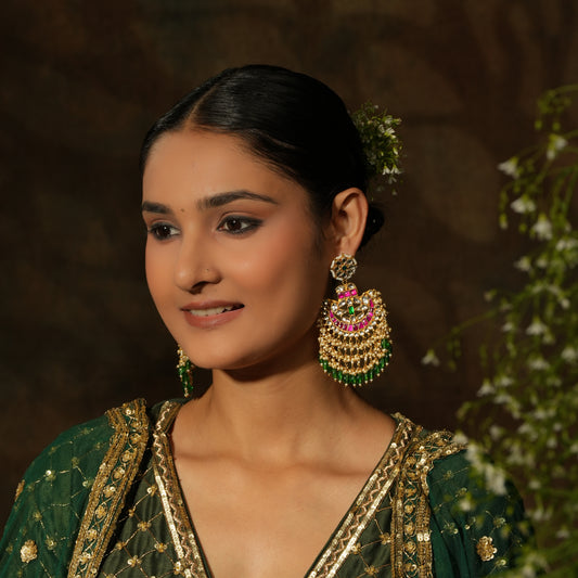 Grand Kundan Chandbali Earrings – A Royal Statement