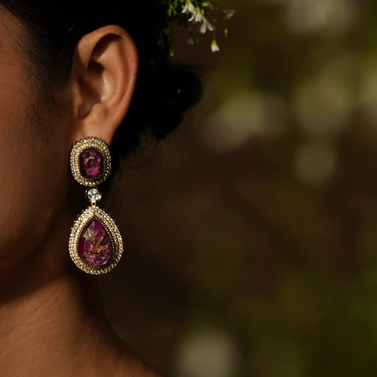 Polki & Ruby Stone Dangler Earring Set