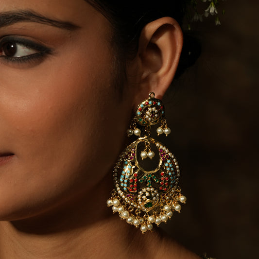 Exquisite Jadau Chandbali Earrings