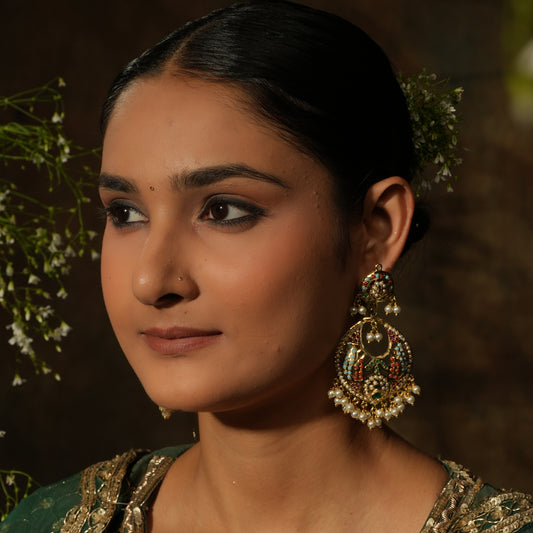 Exquisite Jadau Chandbali Earrings
