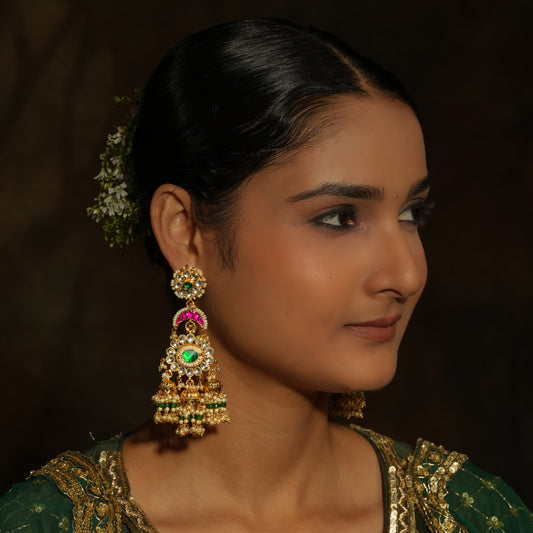 Royal Kundan & Pearl Jhumka Earrings