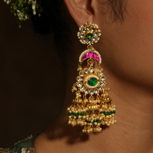 Royal Kundan & Pearl Jhumka Earrings