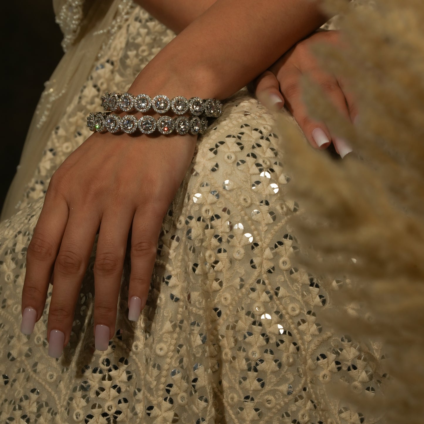 Exquisite American Diamond Halo Bangles – A Timeless Classic