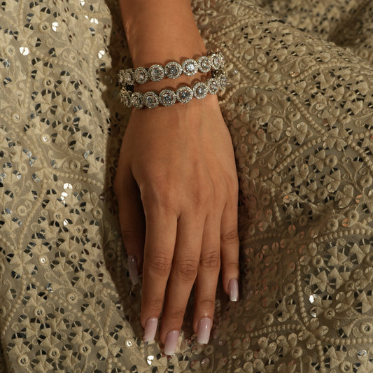 Exquisite American Diamond Halo Bangles – A Timeless Classic