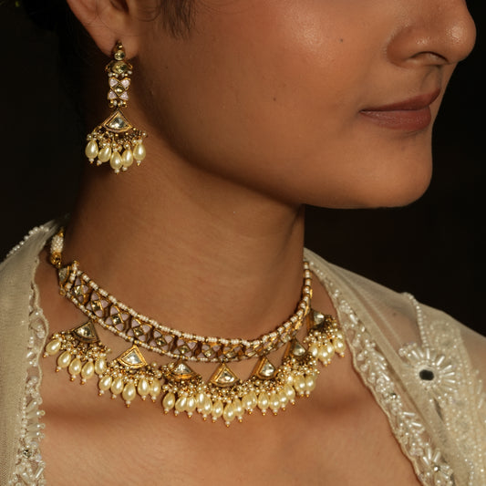 Ethereal Kundan Pearl Choker Set – A Royal Blend of Tradition & Grace