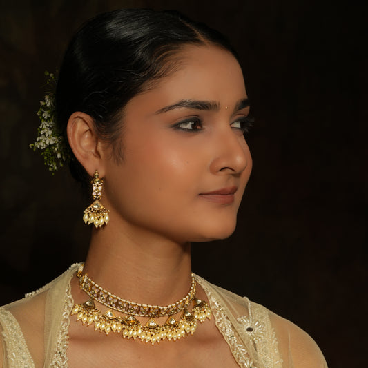 Ethereal Kundan Pearl Choker Set – A Royal Blend of Tradition & Grace