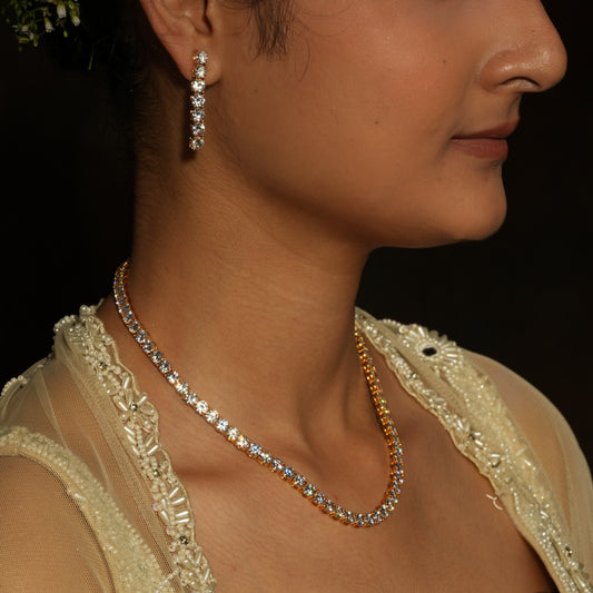 Elegant American Diamond Necklace Set – A Touch of Timeless Sparkle