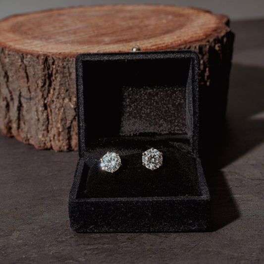 Classic Silver American Diamond Stud Earrings