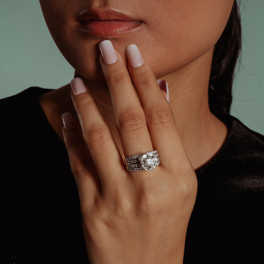 Timeless Silver Solitaire Ring with American Diamonds