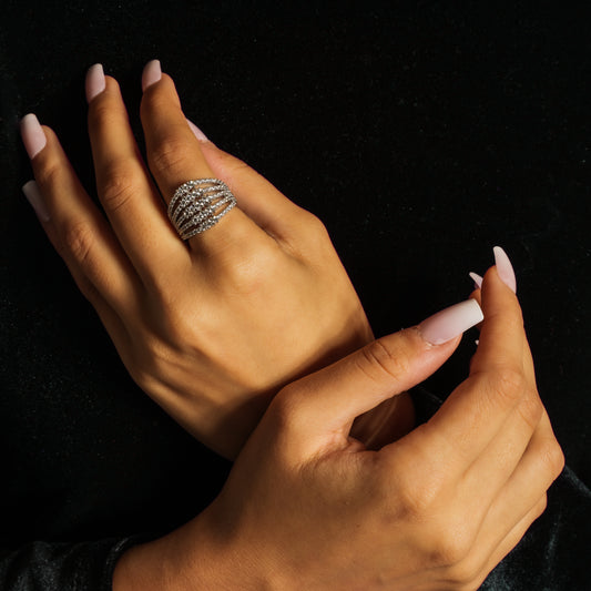 Luxe Radiance American Diamond Silver Ring