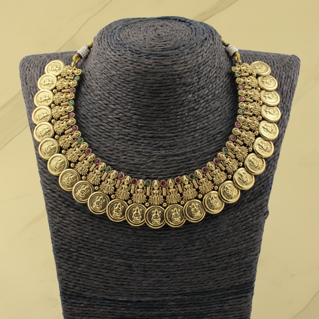 Divine Coin Lakshmi Temple Jewellery Necklace Set