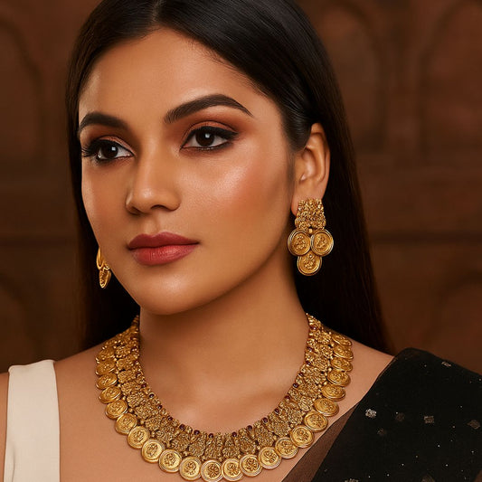 Divine Coin Lakshmi Temple Jewellery Necklace Set
