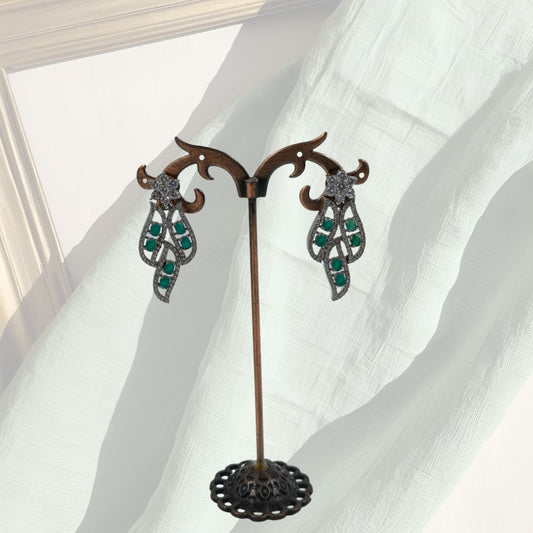 Emerald Elegance American Diamond Earrings