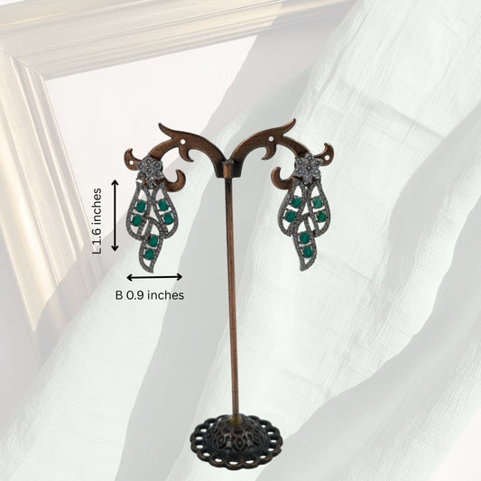Emerald Elegance American Diamond Earrings