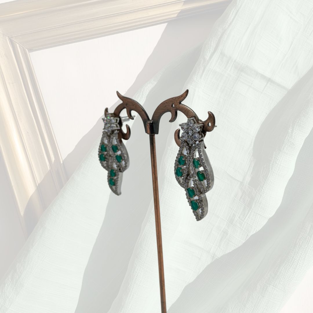 Emerald Elegance American Diamond Earrings