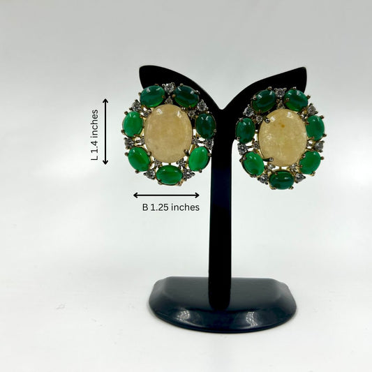 Emerald Glow Stone Stud Earrings