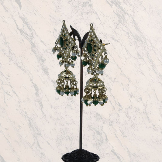 Emerald Grace Jadau Chandbali Earrings