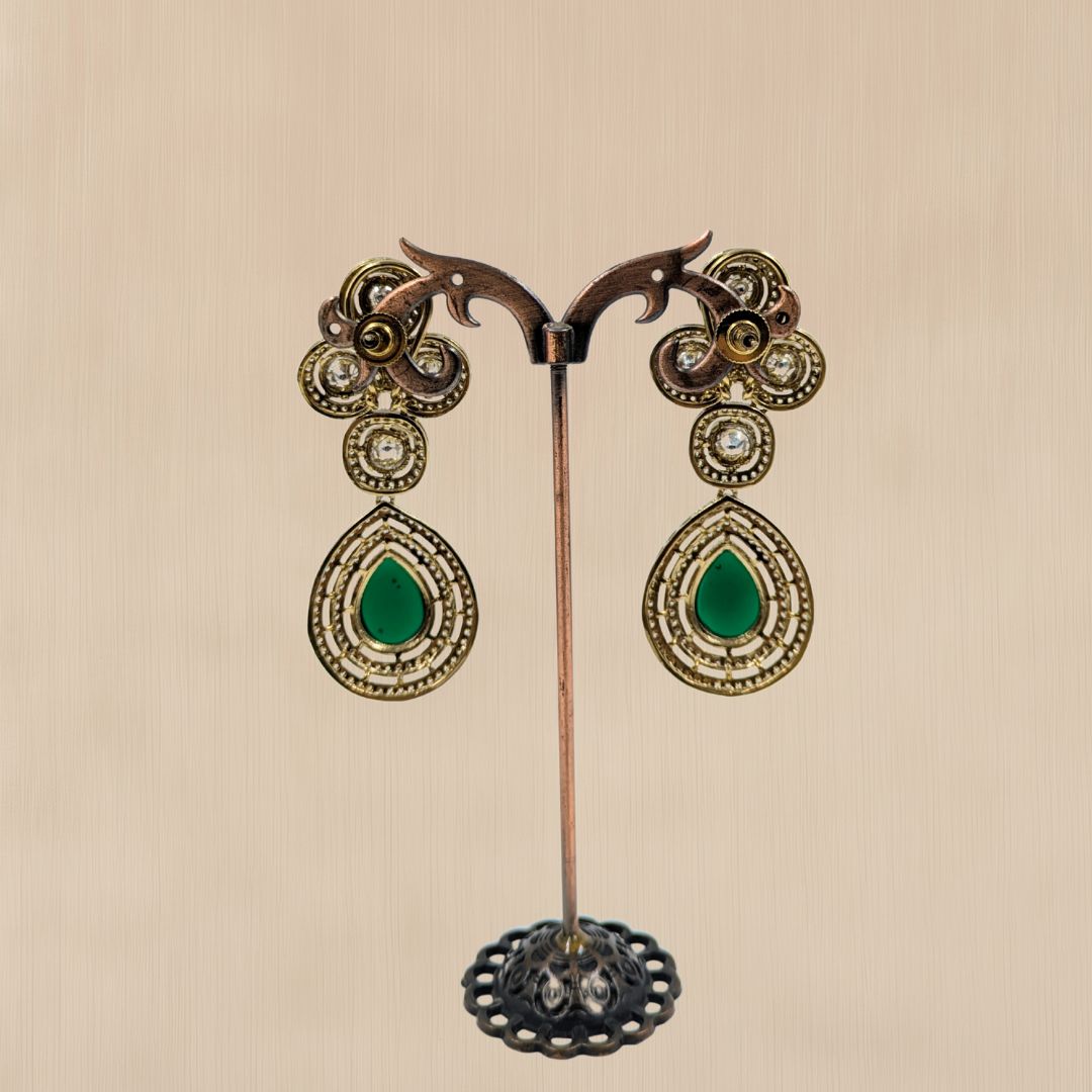 Emerald Grace Kundan Drop Earrings