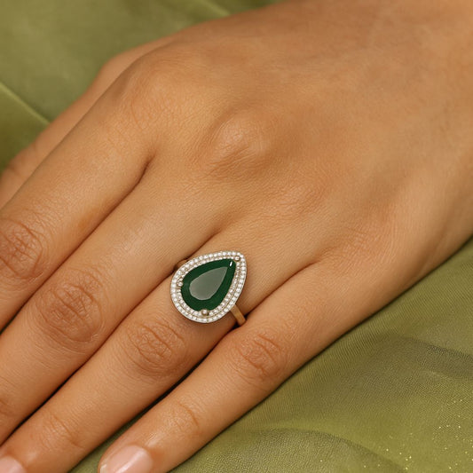 Emerald Dewdrop Adjustable Ring